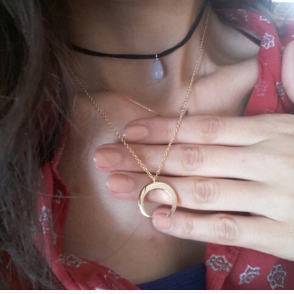 Crescent Horn Necklace in Gold Tone - Picture 3 of 4